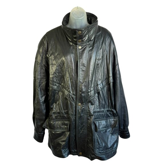 Vintage Dimitri Black Leather Moto Jacket – Men's XL, 80s Style Outerwear - Picture 3 of 12